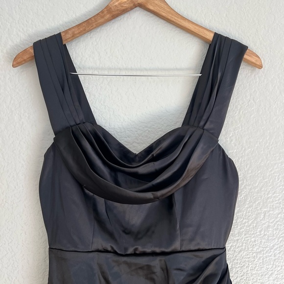 Stunning Arrival Black Satin Off-The-Shoulder Maxi Dress - Picture 4 of 11